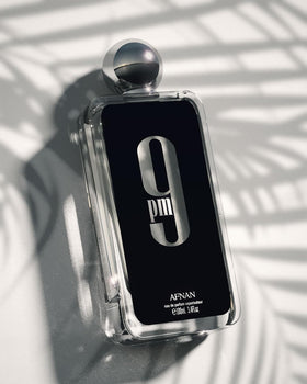 Afnan 9 PM fragrance notes display with bergamot, pear and cinnamon for complexity