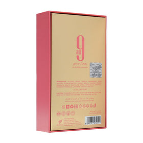 Afnan 9 AM label closeup showing notes list and clear branding