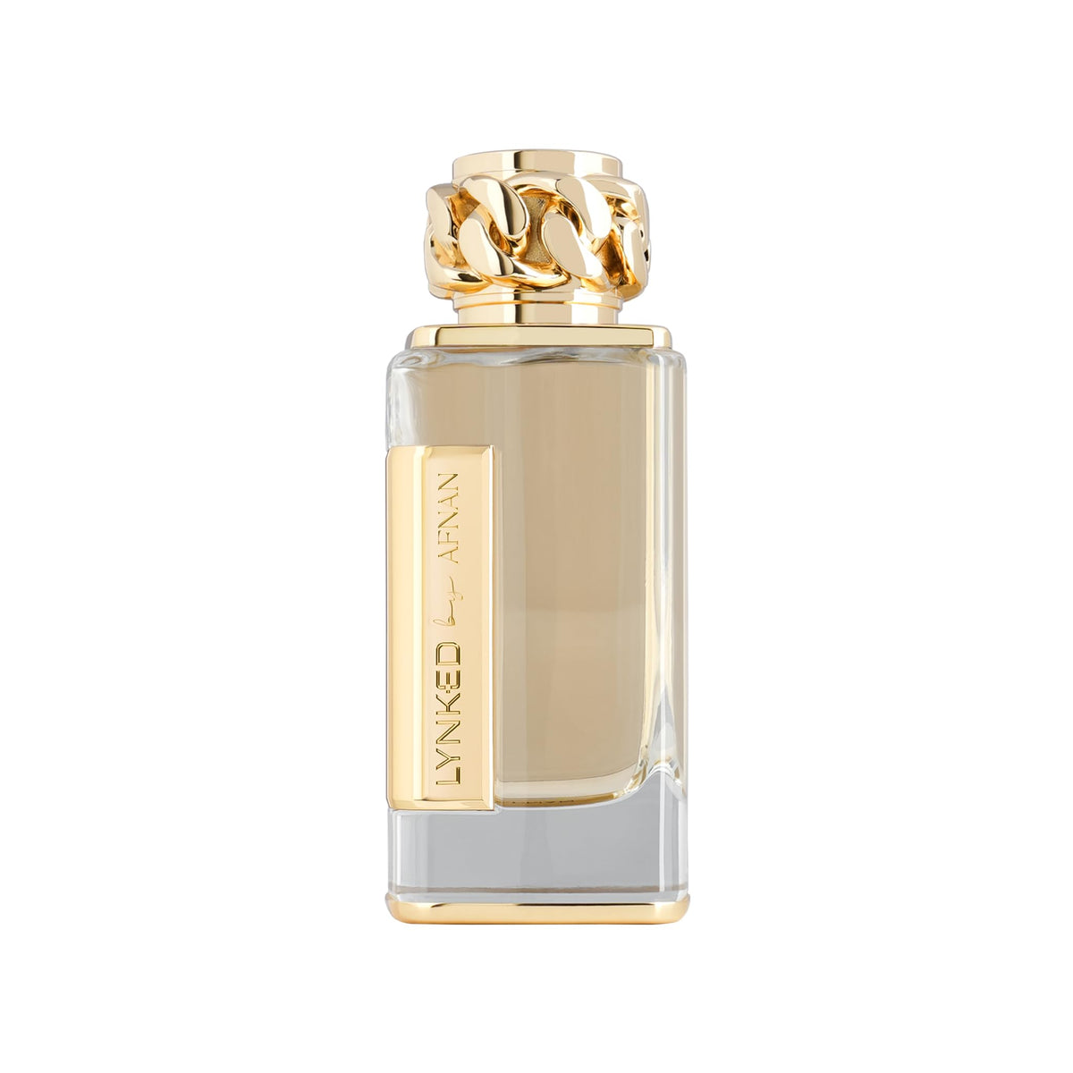 Afnan Lynked Forever Gold front bottle showing elegant packaging and instant gifting appeal