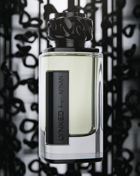 Afnan Lynked Freedom black ingredient illustration with citrus and spice clarity