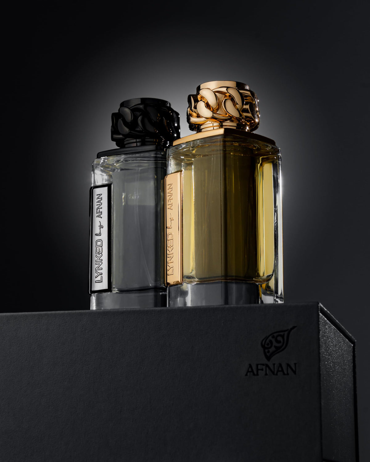 Afnan Lynked Freedom black lifestyle evening scene adding modern sophistication