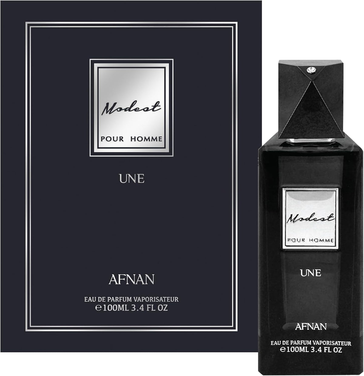 Close-up of Afnan label highlighting fragrance name and premium packaging