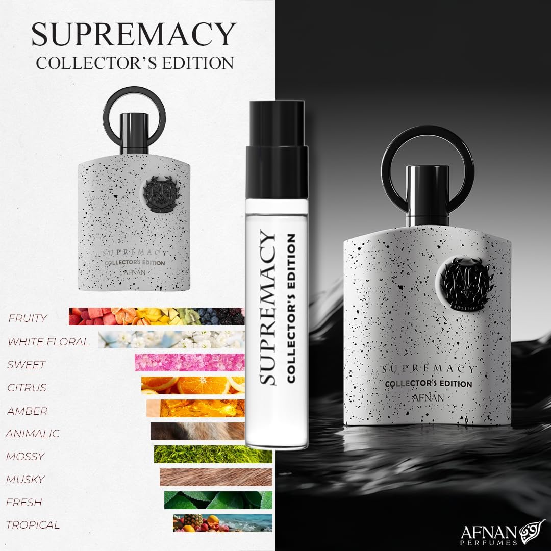 Afnan Supremacy close-up of a 2ml glass vial showcasing quality glass and clear branding