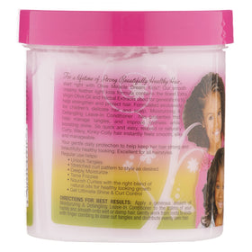 African Pride in-use detangling on child's damp hair reducing knots and improving manageability