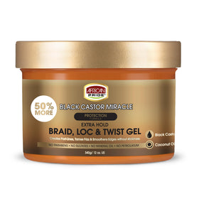African Pride front packaging showing braid gel and benefits