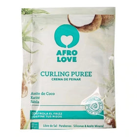 Afro Love curl cream in use on damp hair delivering defined curls