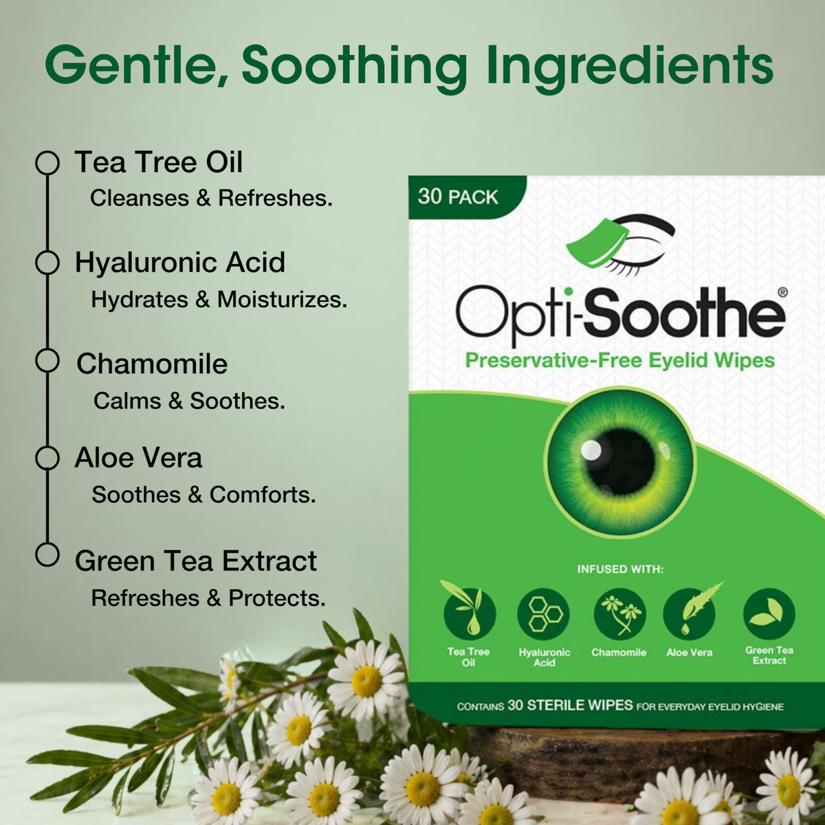AFT Opti-Soothe wipe in use cleaning eyelid and lash line for comfort