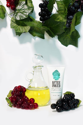 After Inked being smoothed onto tattooed forearm, moisturizes and soothes skin