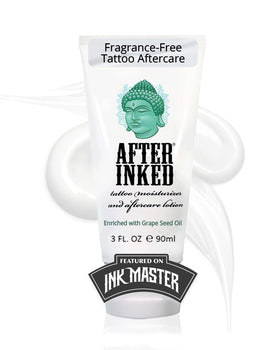 After Inked front tube showing branding and 3oz size, helps protect tattoos