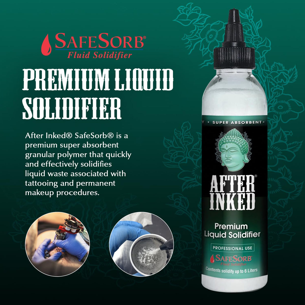After Inked powder close-up texture demonstrating fast absorption performance