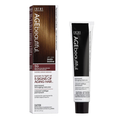 AGE beautiful front box showing 5G medium golden brown shade and benefits