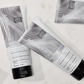AGE beautiful label detail showing ingredients silk amino acids and keratin benefits