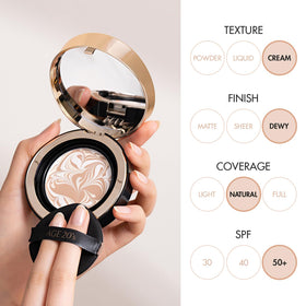 AGE20'S open compact revealing 3-in-1 swirled latte design for color correction