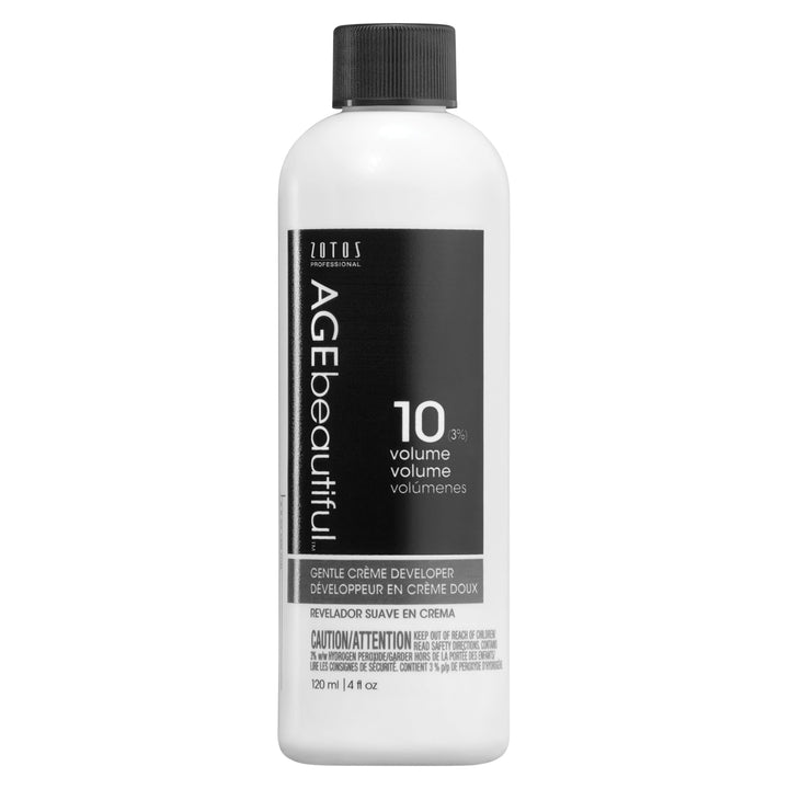 AGE beautiful front bottle showing gentle developer for salon-quality mixing