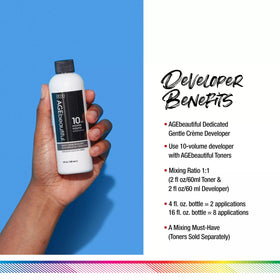 AGE beautiful label close-up highlighting volume and mixing ratio benefit