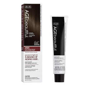 AGE beautiful front box showing 4NN dark intense brown with clear shade benefit
