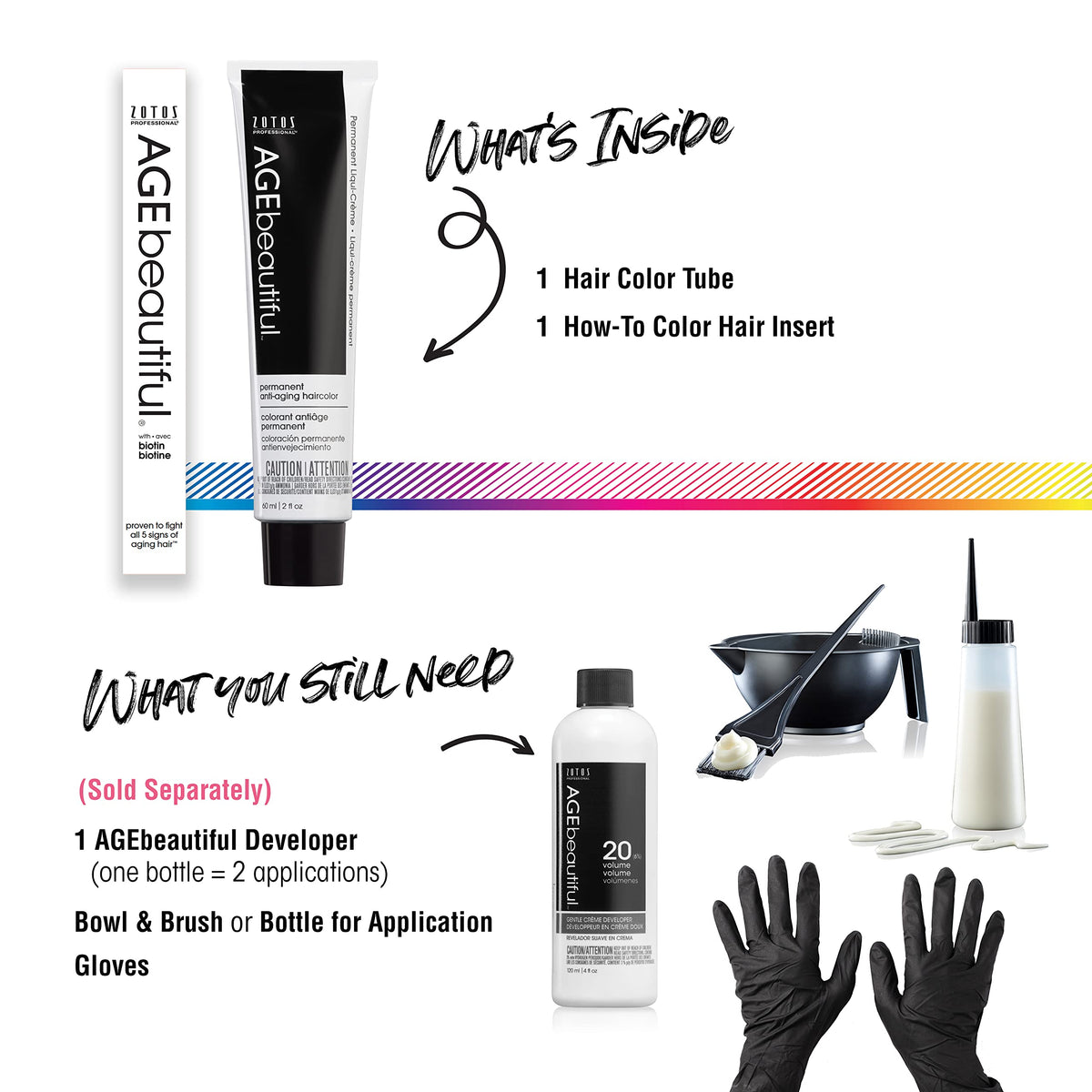 AGEbeautiful ingredients display with biotin and keratin for strengthening