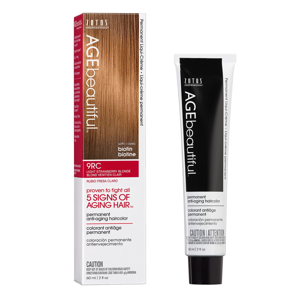 AGEbeautiful box front showing 9RC shade and benefits for visible salon results