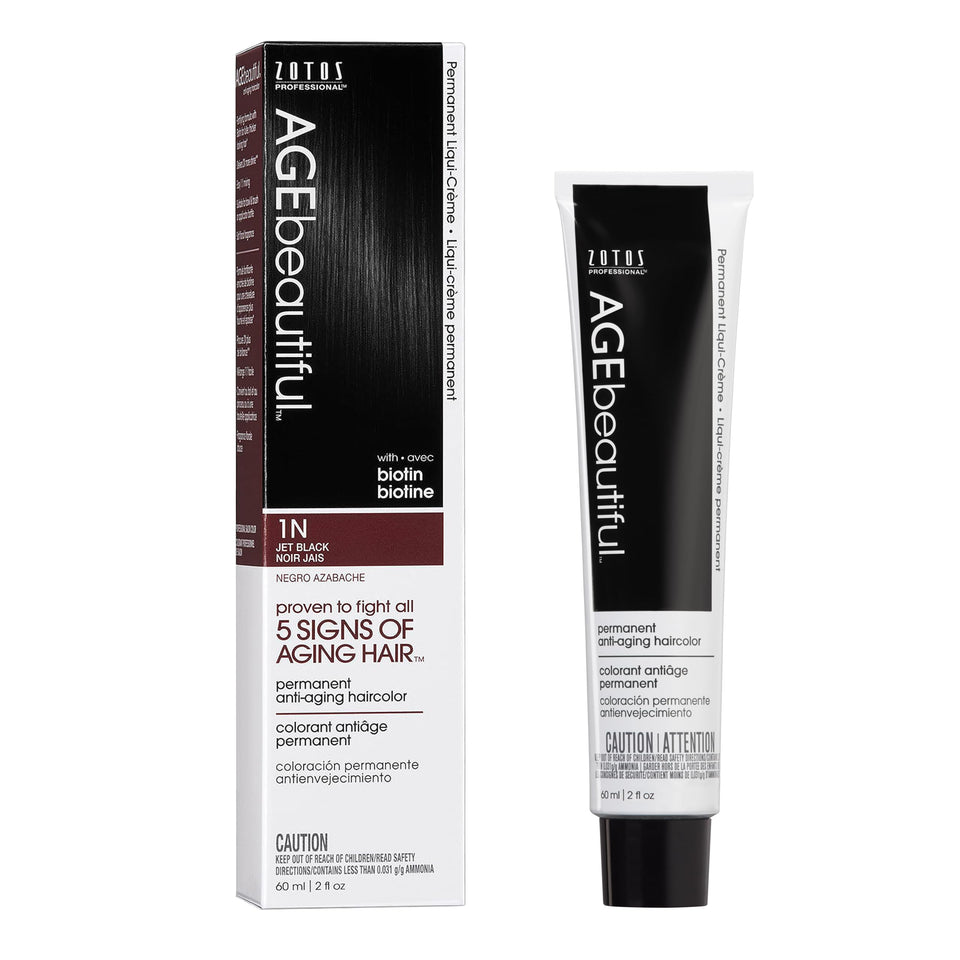 AGE beautiful front packaging displaying 1N Jet Black shade and benefits