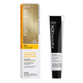 AGE beautiful front packaging showing 10N very light blonde shade and benefits