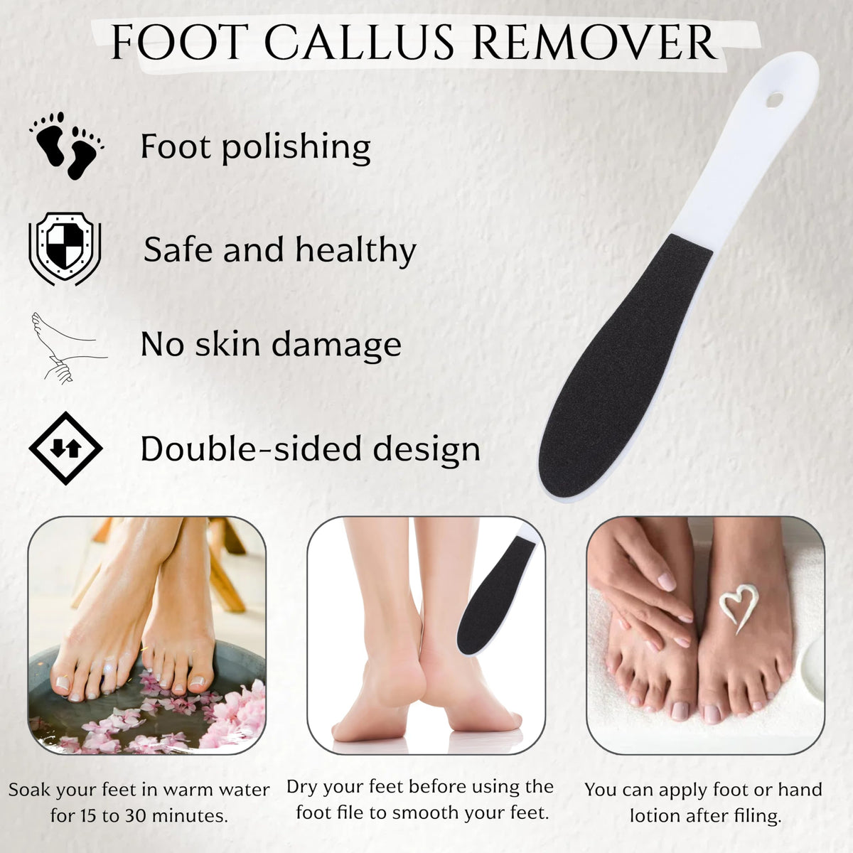 Agirlvct file being used on heel showing fast callus reduction and smoother skin