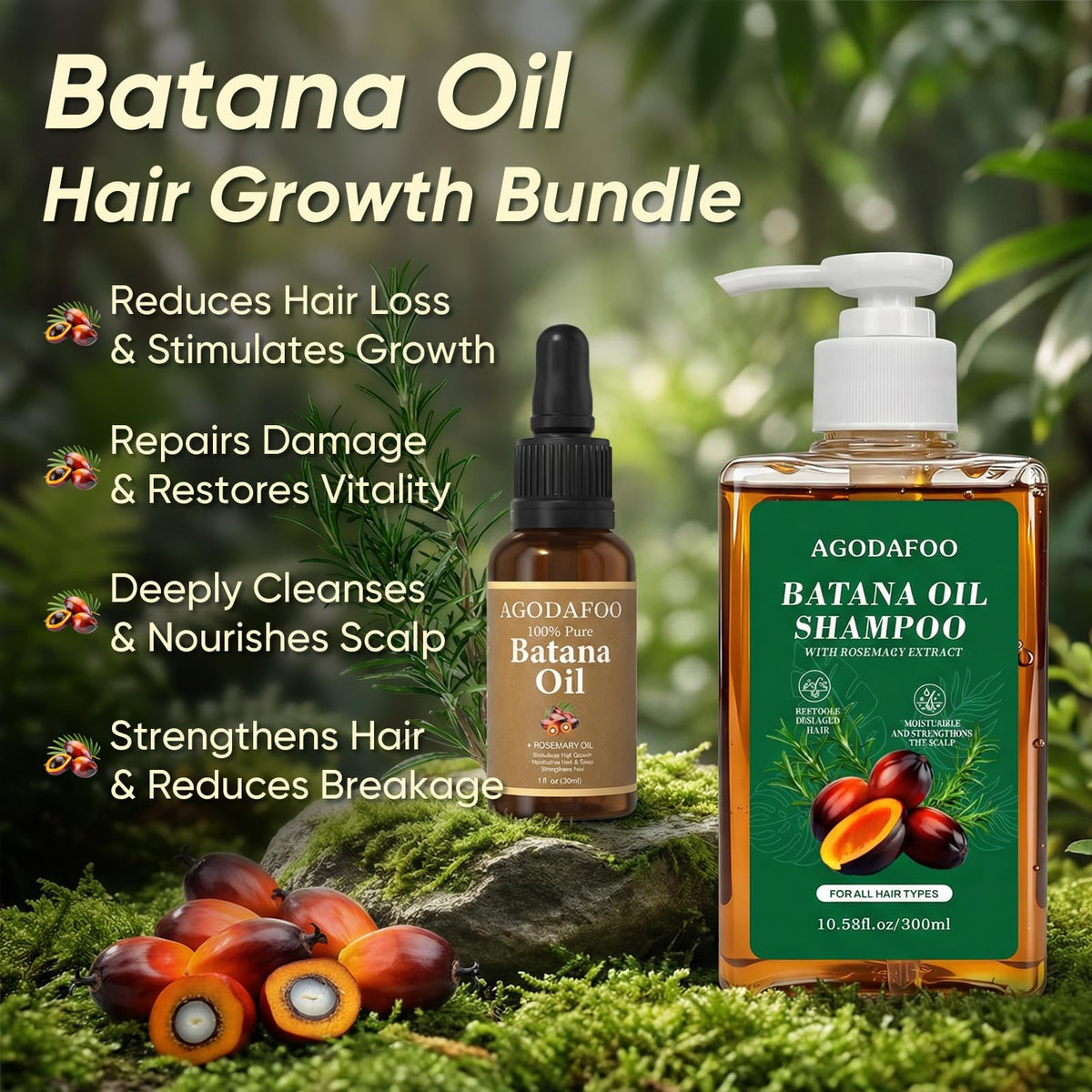 Agodafoo batana oil 1oz dropper bottle close-up, demonstrates precise nourishing application