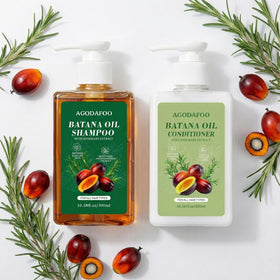 Agodafoo label detail highlighting batana oil and botanical extracts