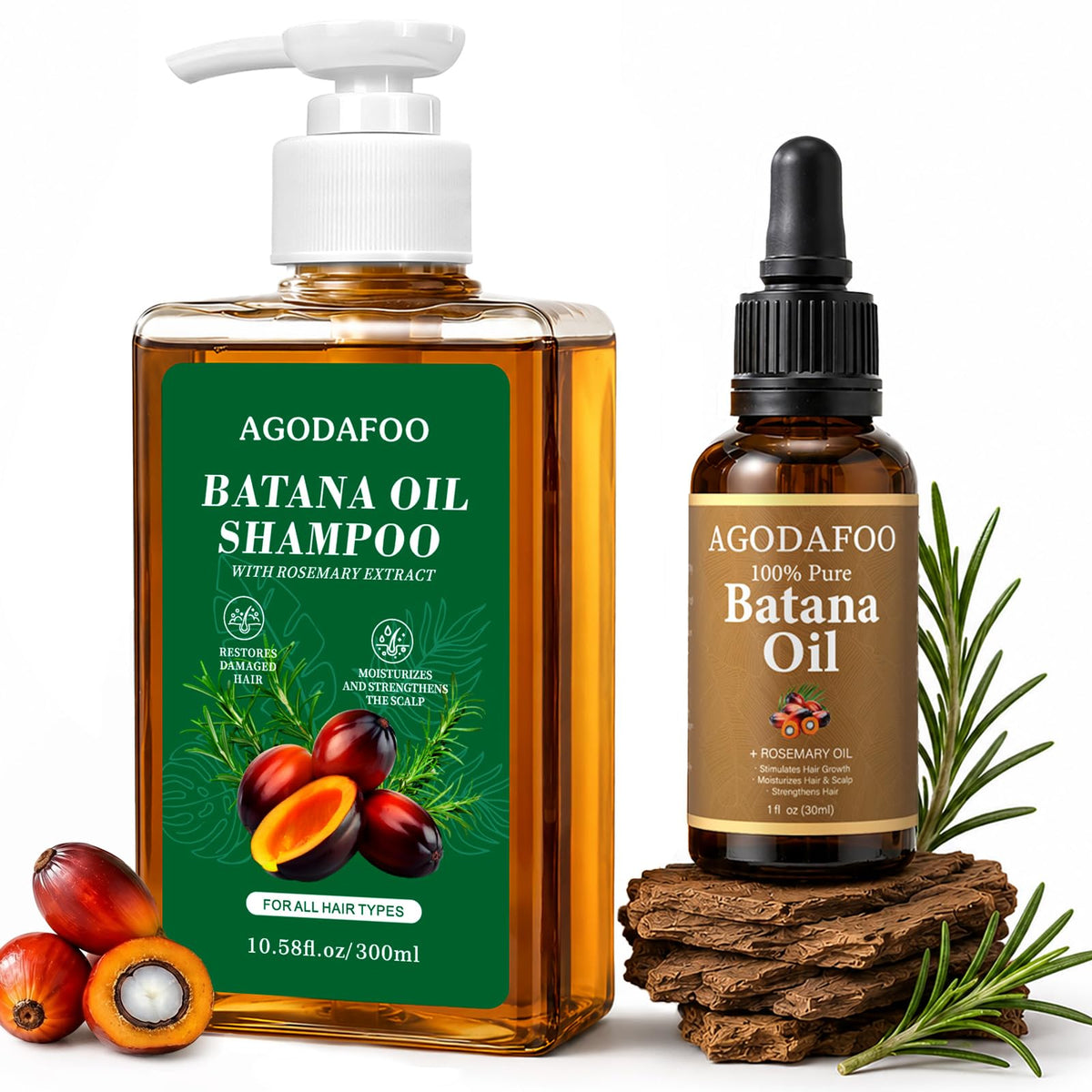 Agodafoo batana shampoo front bottle showing label and size, highlights gentle cleanse
