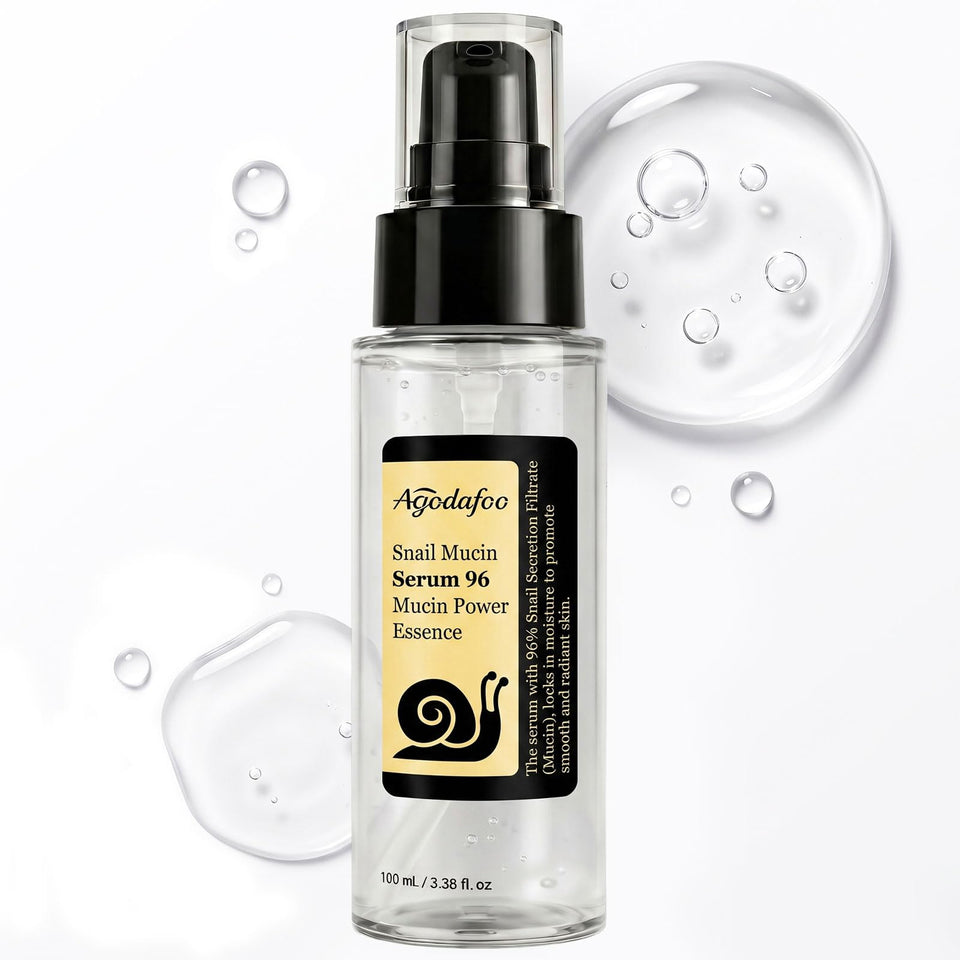 Agodafoo front bottle showing 100ml snail mucin and hydrating benefit