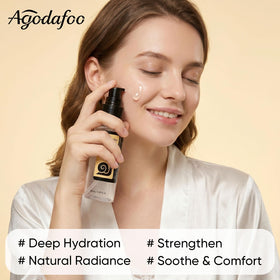 Agodafoo pump and label close-up highlighting ingredient potency