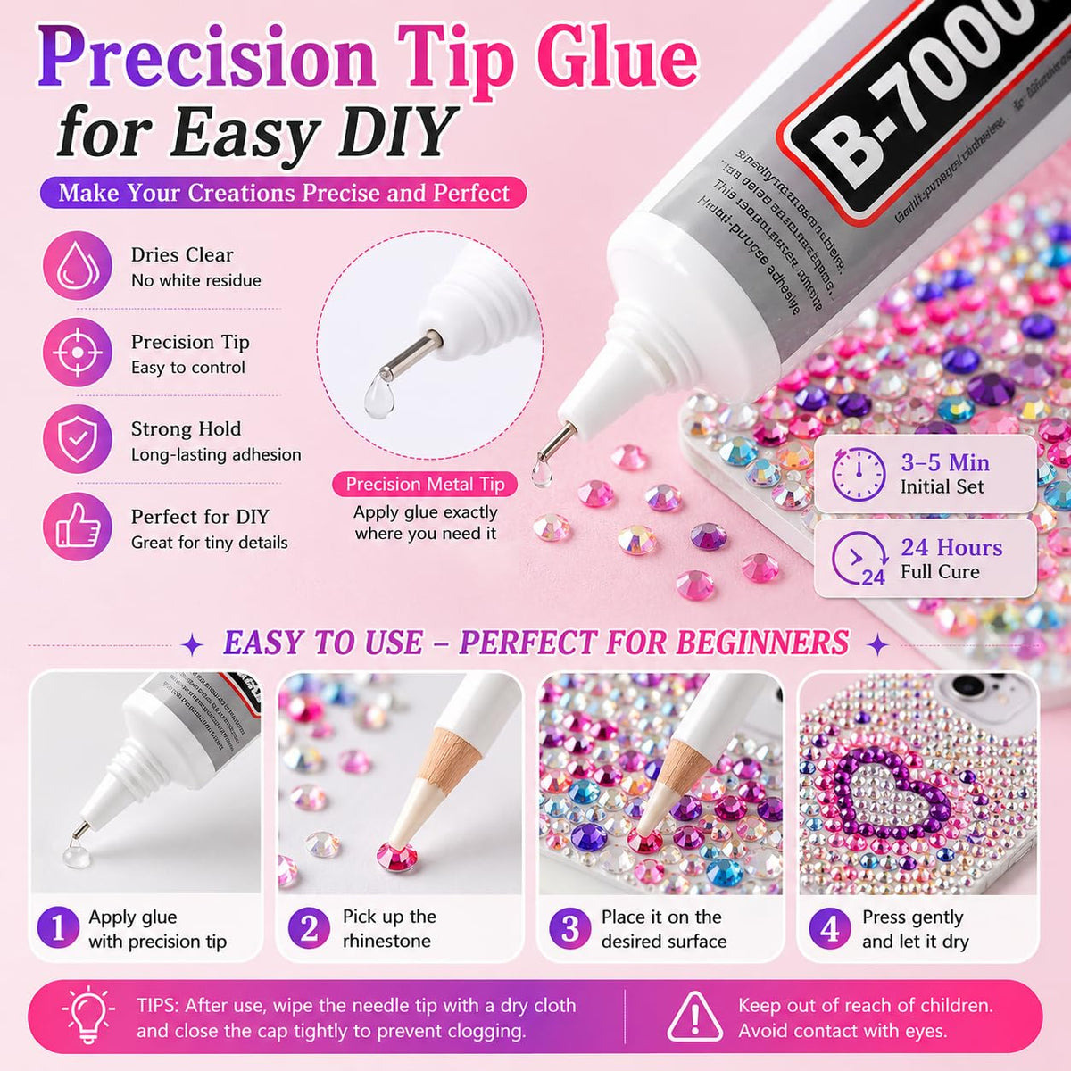 Agqbsl B7000 glue tube tip close-up for strong, precise adhesion