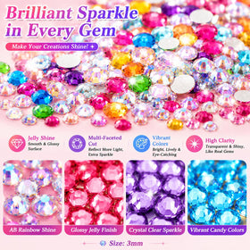 Agqbsl close-up of 3mm jelly resin rhinestones showing glossy finish