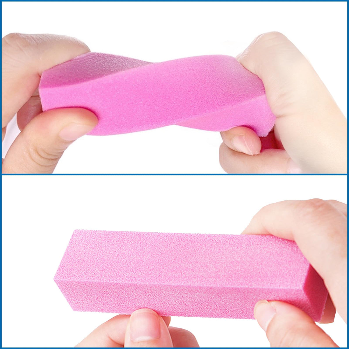 AhaTopia buffer being used on acrylic nail illustrating effective smoothing before polish