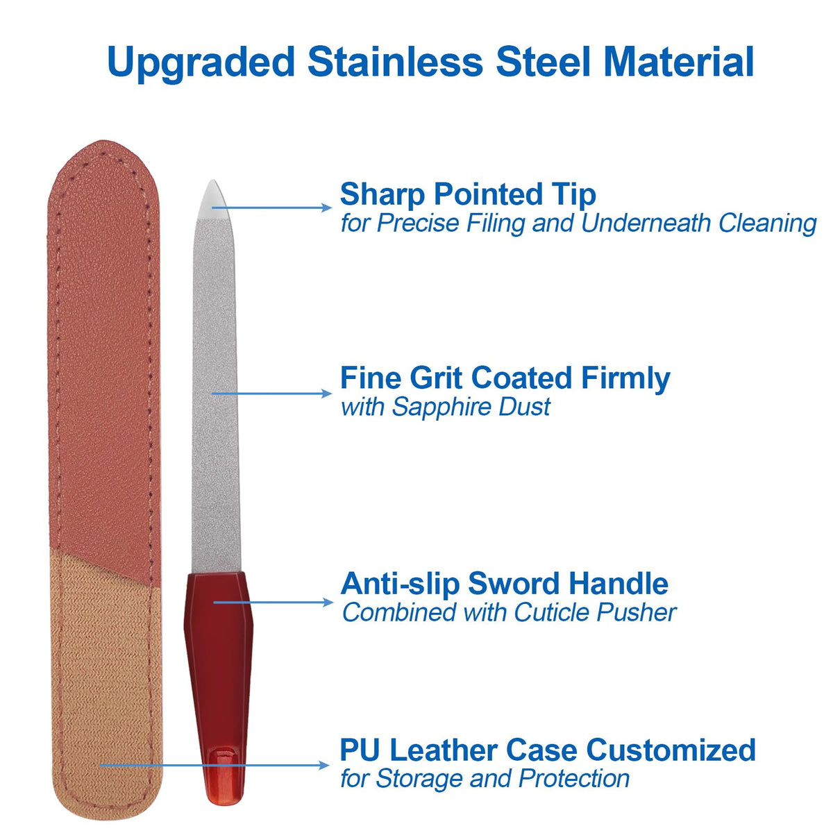 AhaTopia double-sided sapphire grit surface texture for long-lasting filing performance