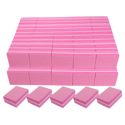 AhaTopia front packaging showing 100 hot-pink mini buffer blocks and bulk value