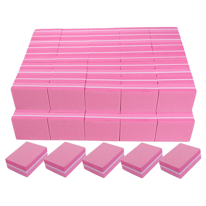 AhaTopia front packaging showing 100 hot-pink mini buffer blocks and bulk value