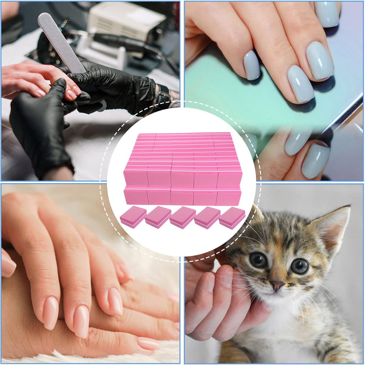 AhaTopia buffers packed in a small kit ready for on-the-go nail touch-ups