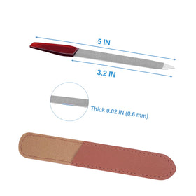 AhaTopia lifestyle image of three files and travel pouch, ready for on-the-go grooming