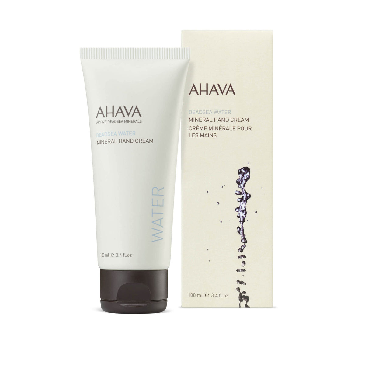 AHAVA hand cream cap detail highlighting nozzle, easy controlled dispensing benefit