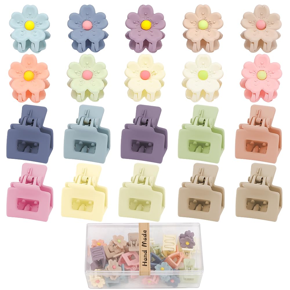 AHONEY front packaging showing 20 colorful mini claw clips, easy storage benefit