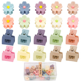 AHONEY front packaging showing 20 colorful mini claw clips, easy storage benefit