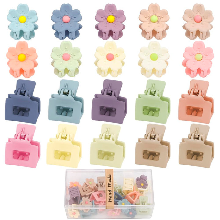 AHONEY front packaging showing 20 colorful mini claw clips, easy storage benefit