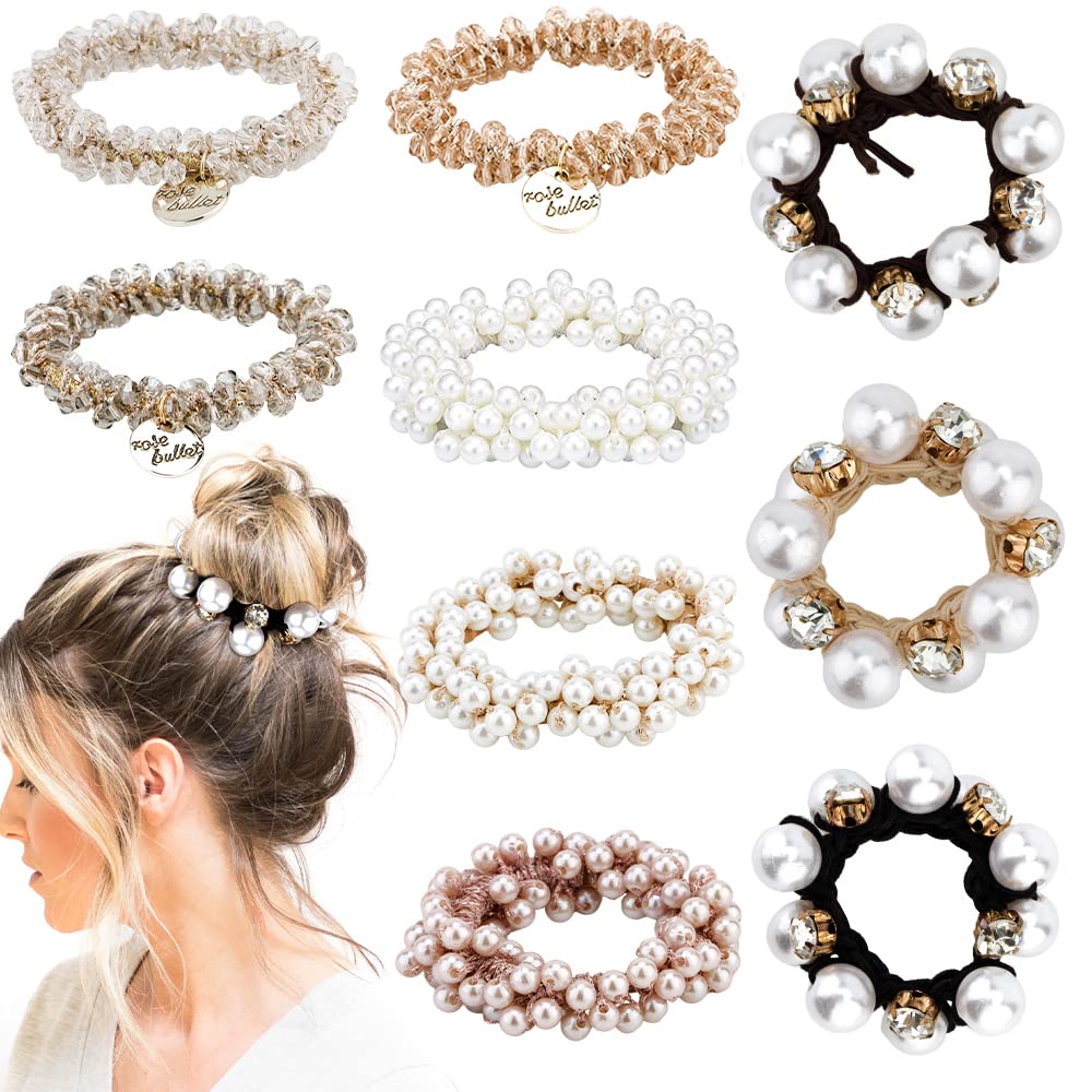 AHONEY front packaging showing nine pearl and crystal hair ties, ready to gift