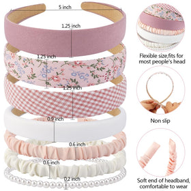 AHONEY pearl-accented headband close-up showing decorative, dressy option