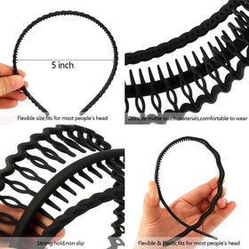 AHONEY wide headband worn by model showing stable hold and hairstyle control
