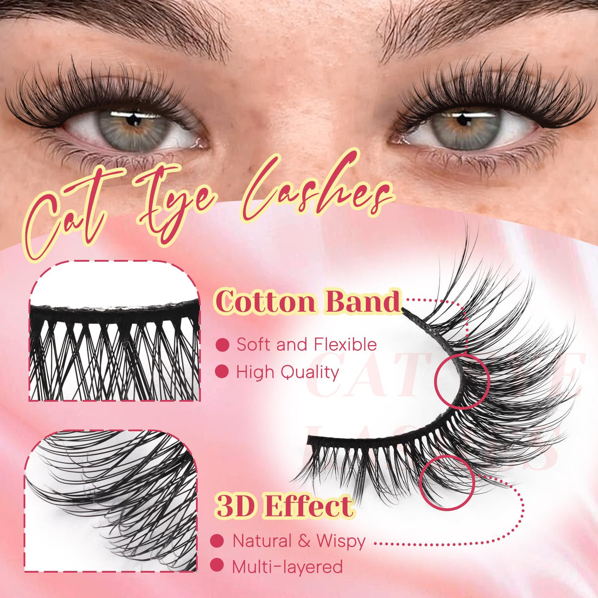 Ahrikiss single lash pair on tray, soft faux mink fibers for natural flutter