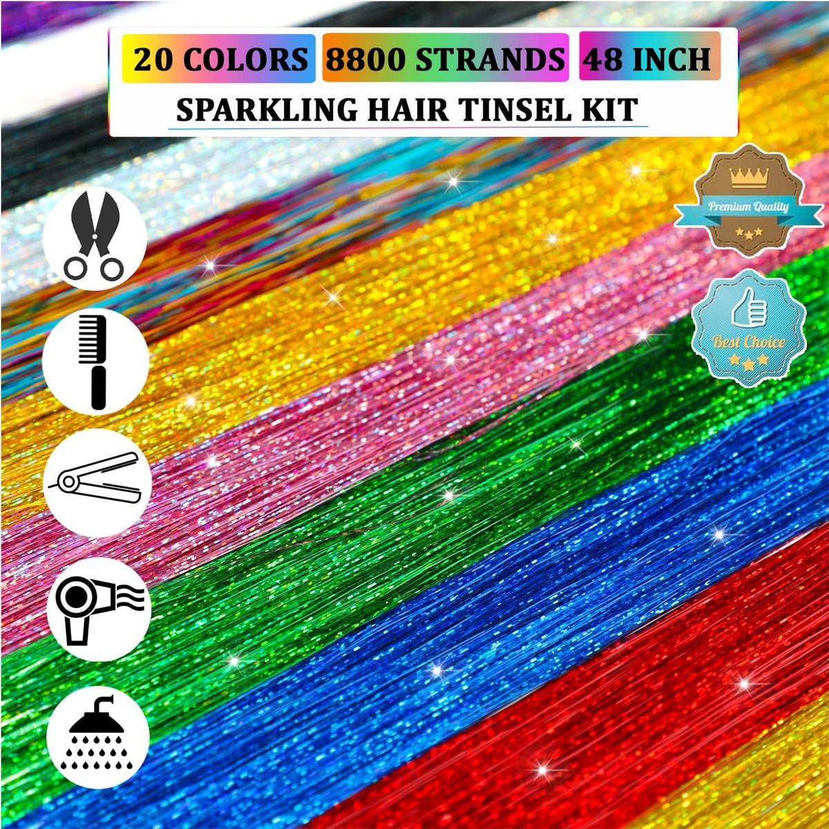 AIAIZHQH tinsel woven into a braid demonstrating easy application and sparkle
