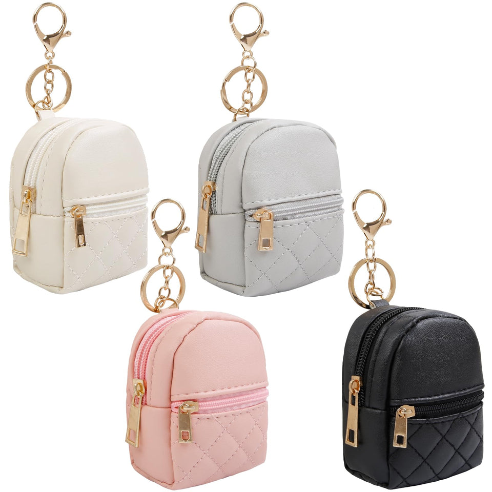 AIBFRID front view of four mini backpack pouches showing colors and compact design