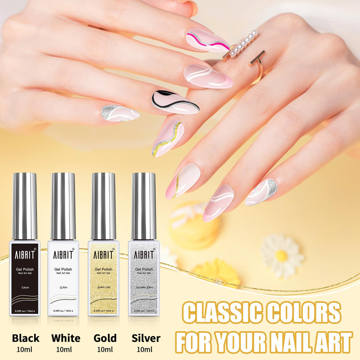 AIBRIT thin brush close-up demonstrating fine tip for accurate, clean nail lines