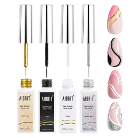 AIBRIT front packaging showing four 10ml gel liner bottles and colors, precise convenience